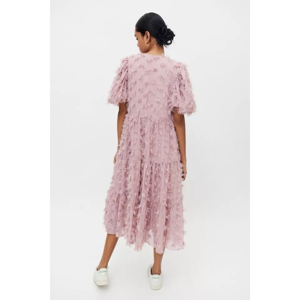 Sister Jane Oak Leaf Mini Dress Dusty Pink Sz XS Textured Floofy